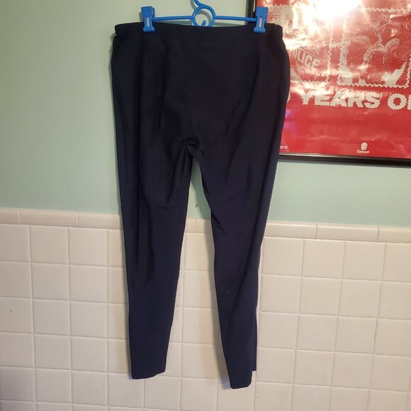 Eileen Fisher Navy Blue Slim Leg Elastic Waist Pull On Womens Slacks Dress Pants - Picture 4 of 9